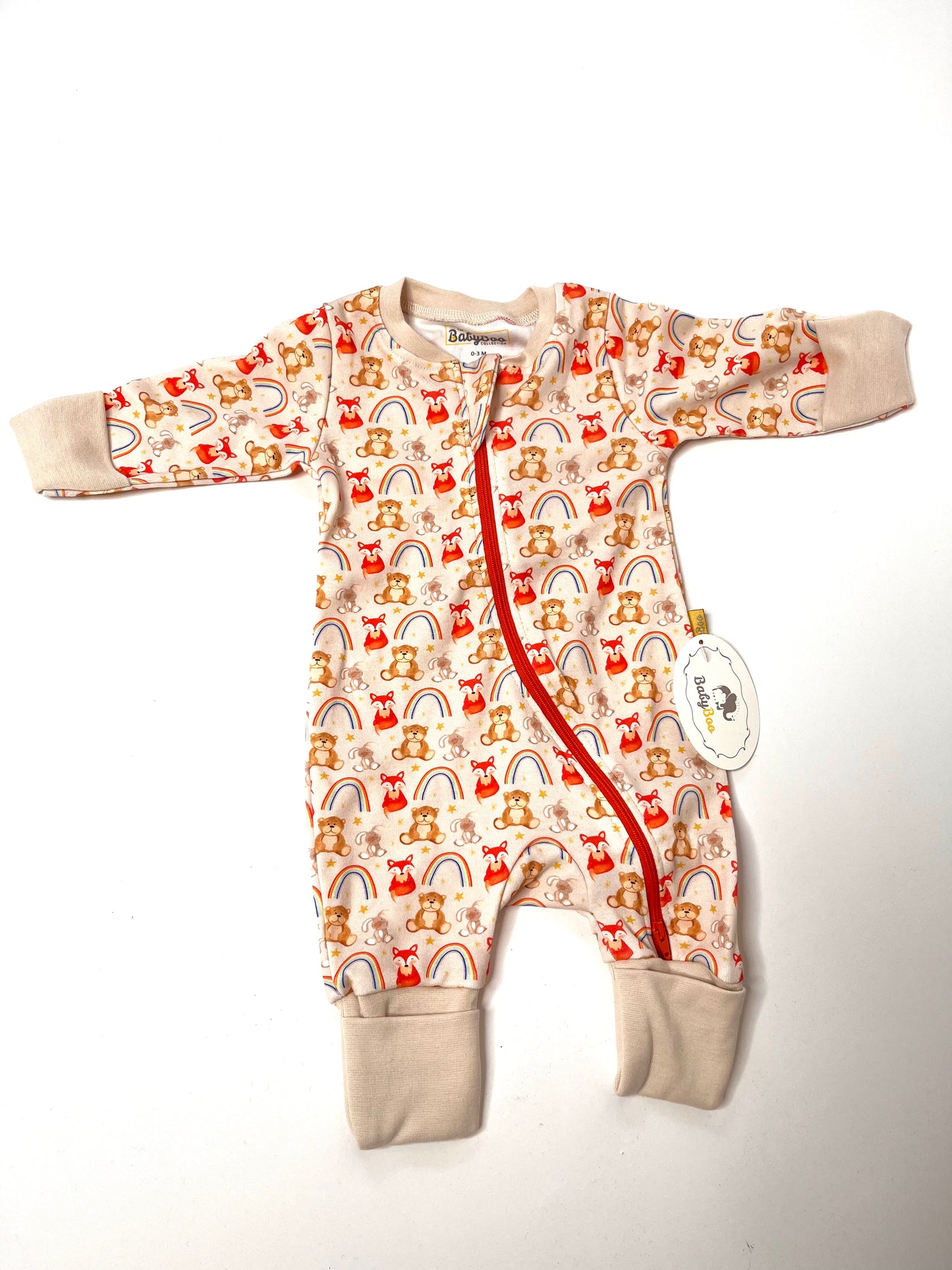 Organic Cotton Baby Suit - Bear, Fox & Rainbow