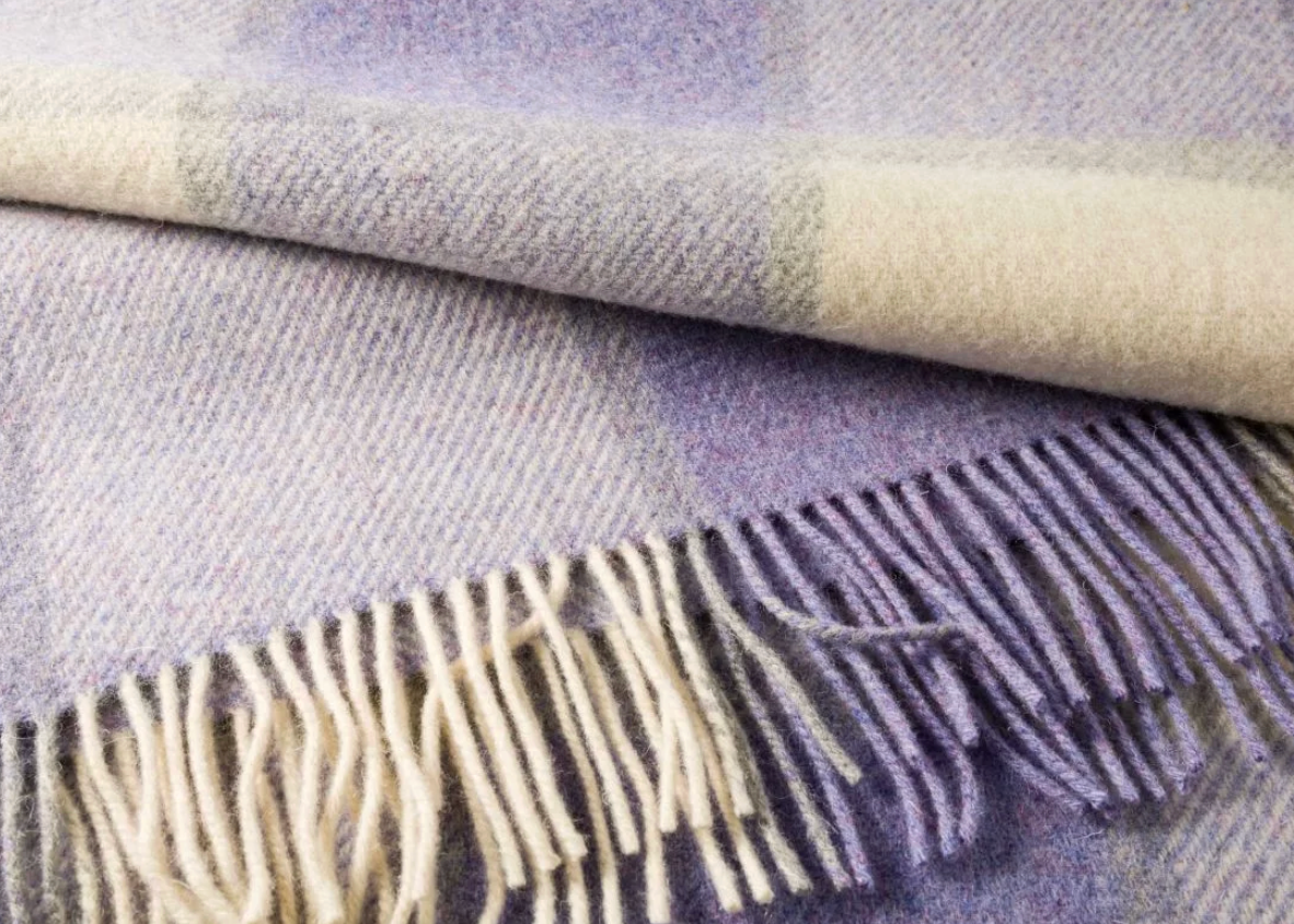 Large Wool in Lavender White Silver Throw