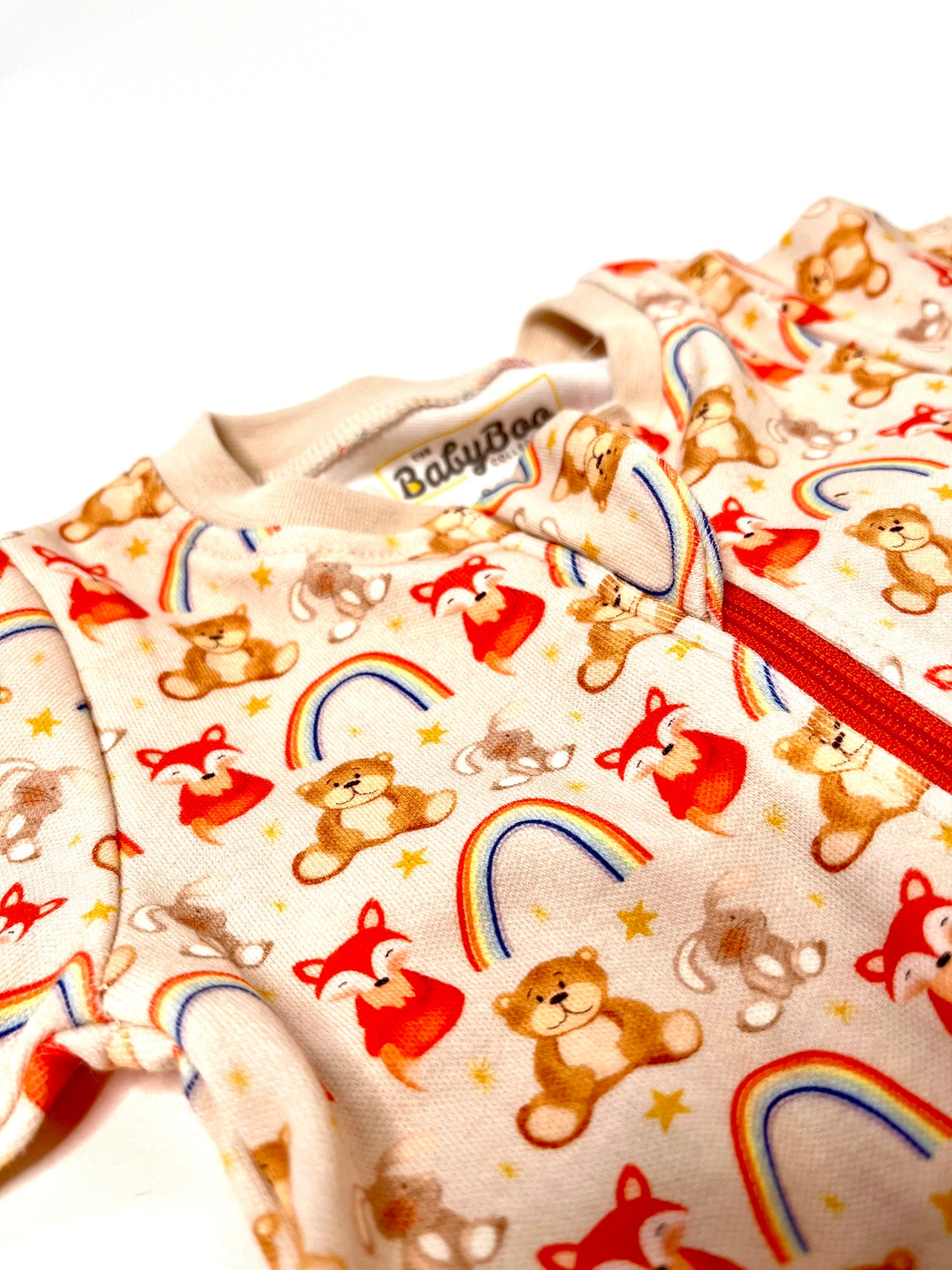 Organic Cotton Baby Suit - Bear, Fox & Rainbow