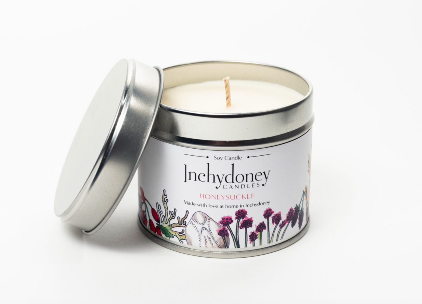 Honeysuckle Travel Tin Candle by Inchydoney Candles