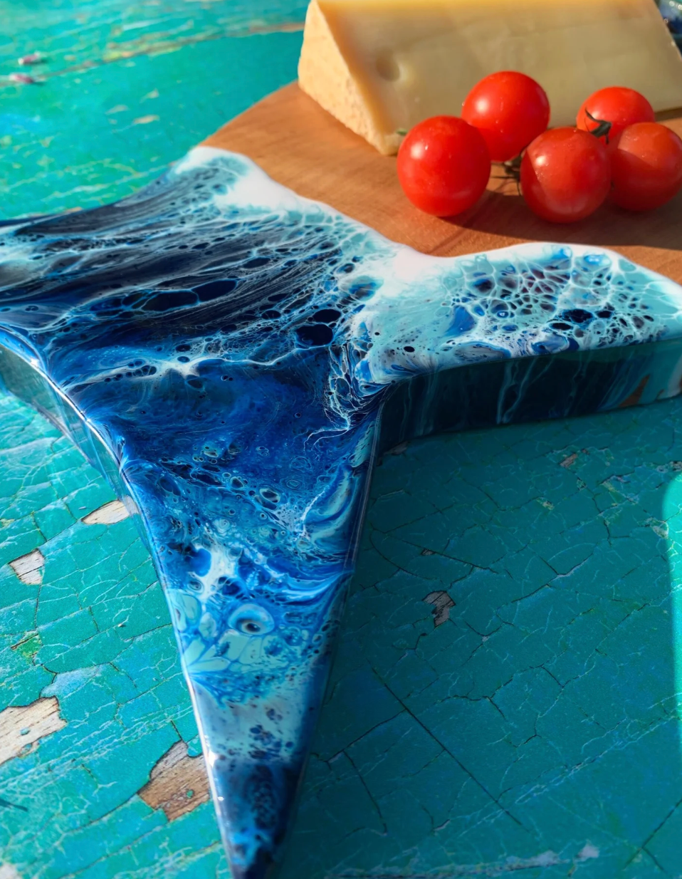 Handcrafted Fat Fish Wood & Resin Cheese Board