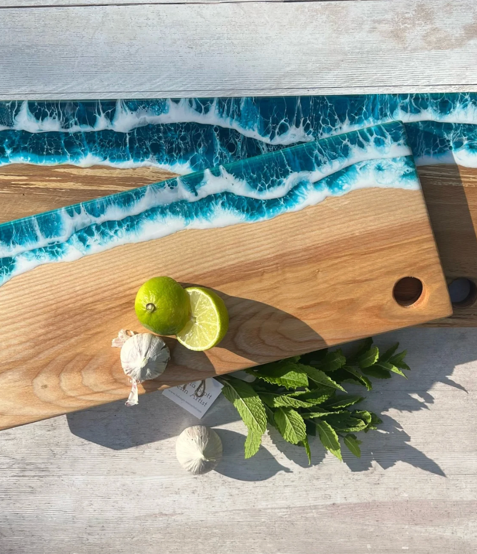 Classic Wave Rectangular Wooden Cheese or Chopping Board