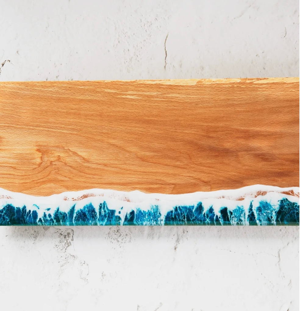 Classic Wave Rectangular Wooden Cheese or Chopping Board