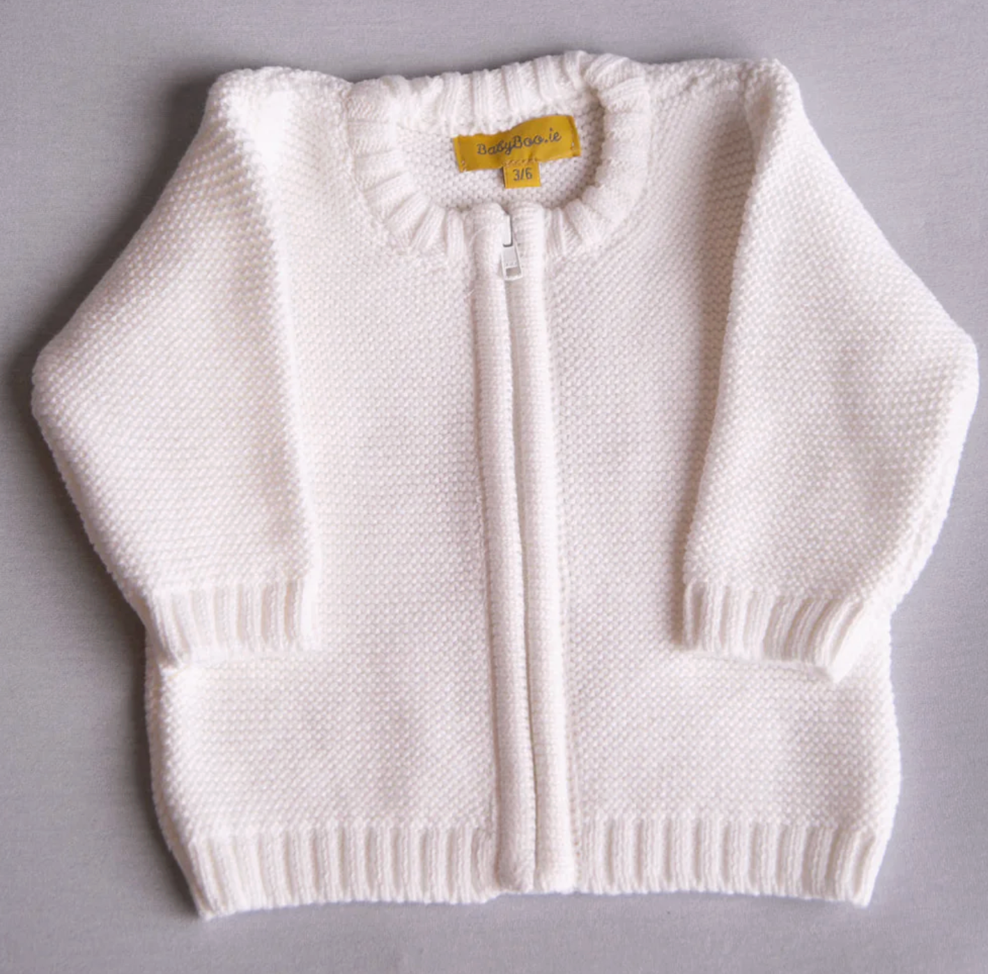 Organic Cotton Zipped Cardigan - White