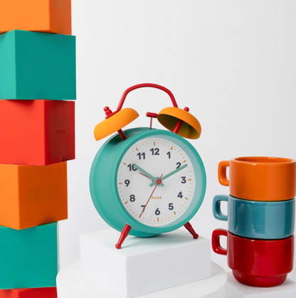 Retro Alarm Clock - Blue/Green and Orange