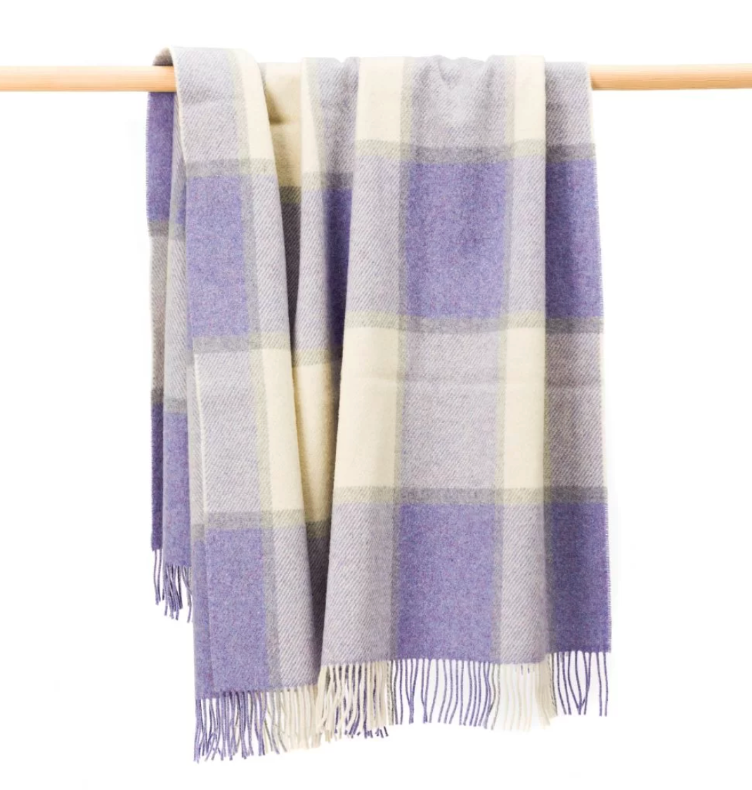 Large Wool in Lavender White Silver Throw