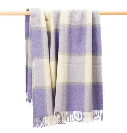 Large Wool in Lavender White Silver Throw